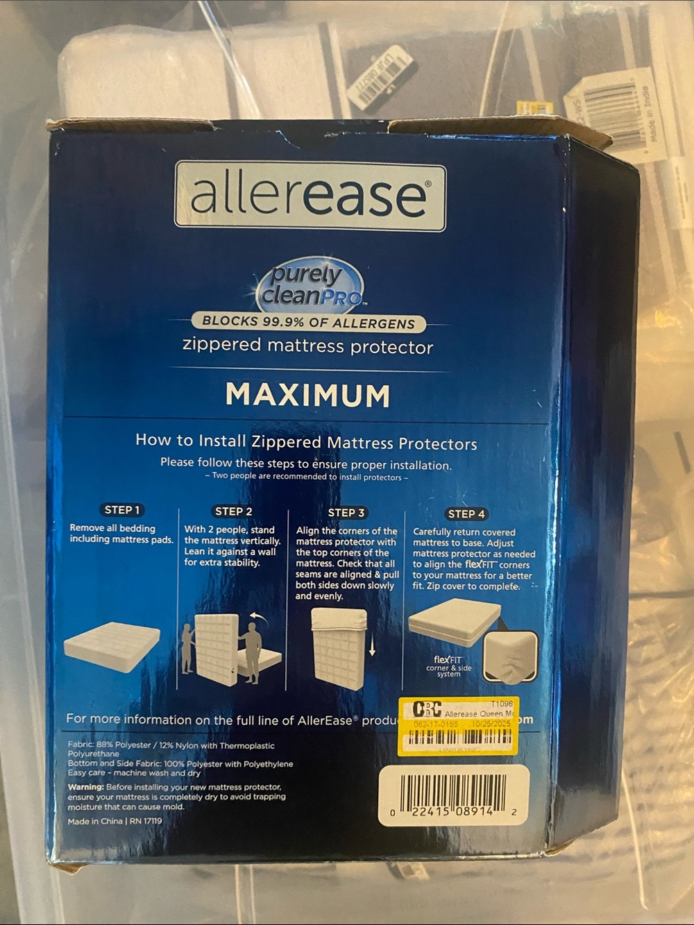 Allerease Maximum Zippered Mattress Protector in Blue - Picture 3 of 5